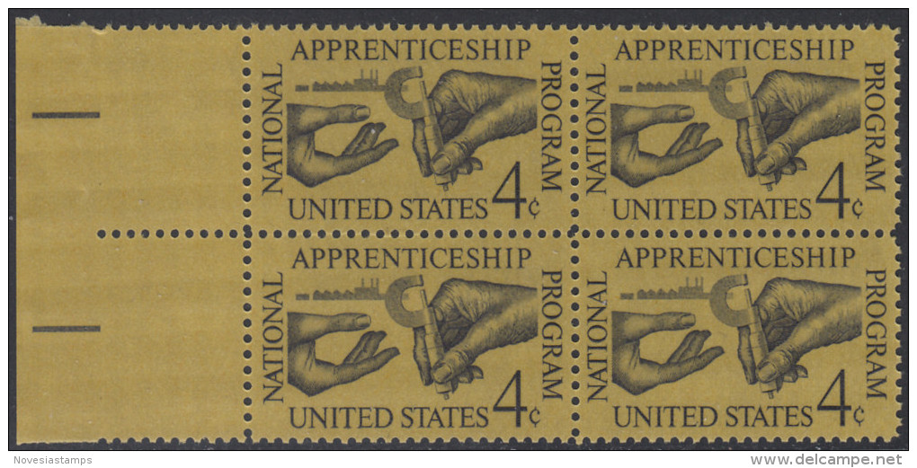 !a! USA Sc# 1201 MNH BLOCK W/ Left Margins - Apprenticeship - Unused Stamps