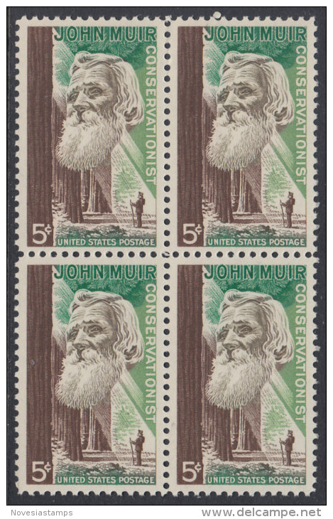 !a! USA Sc# 1245 MNH BLOCK - John Muir - Nuovi