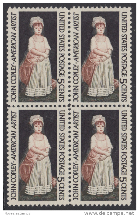 !a! USA Sc# 1273 MNH BLOCK - John Singleton Copley - Nuovi