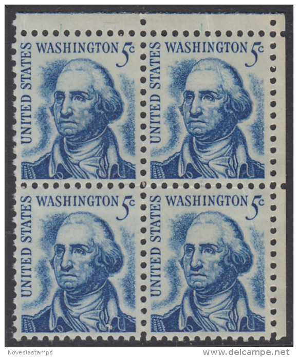 !a! USA Sc# 1283 MNH BLOCK From Upper Right Corner W/ Crease - George Washington - Ongebruikt