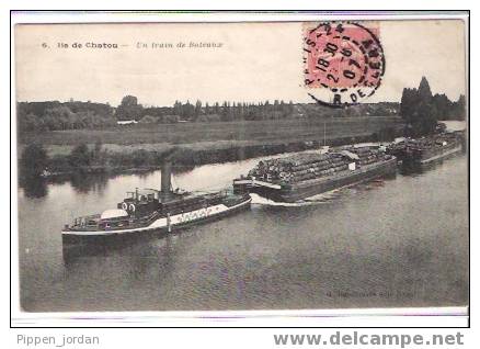 78 ILE DE CHATOU * Un Train De Bateaux * Belle CPA, Cachet 1907 - Houseboats