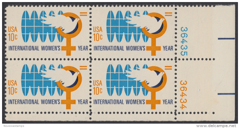 !a! USA Sc# 1571 MNH BLOCK From Lower Right Corner W/plate-# (LR/36434) - Women´s Year - Unused Stamps