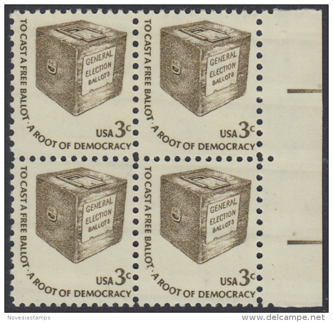 !a! USA Sc# 1584 MNH BLOCK W/ Right Margins - Early Ballot Box - Unused Stamps