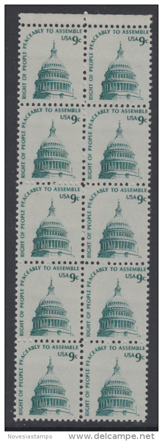 !a! USA Sc# 1591 MNH Vert.BLOCK(10) W/ Top Margins - Dome Of Capitol - Unused Stamps