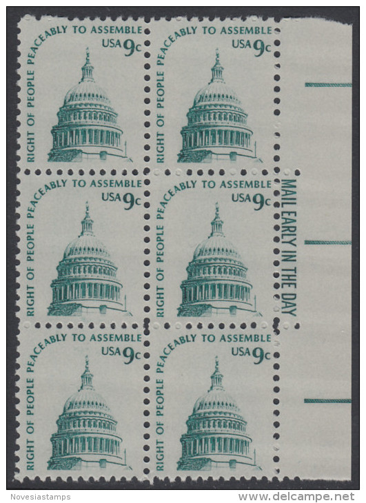 !a! USA Sc# 1591 MNH Vert.BLOCK(6) W/ Right Margins & MailEarly - Dome Of Capitol - Ungebraucht