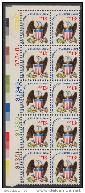 !a! USA Sc# 1596 MNH Vert.BLOCK(10) From Upper Left Corner W/ Plate-# (UL/37347) - Eagle And Shield - Ungebraucht