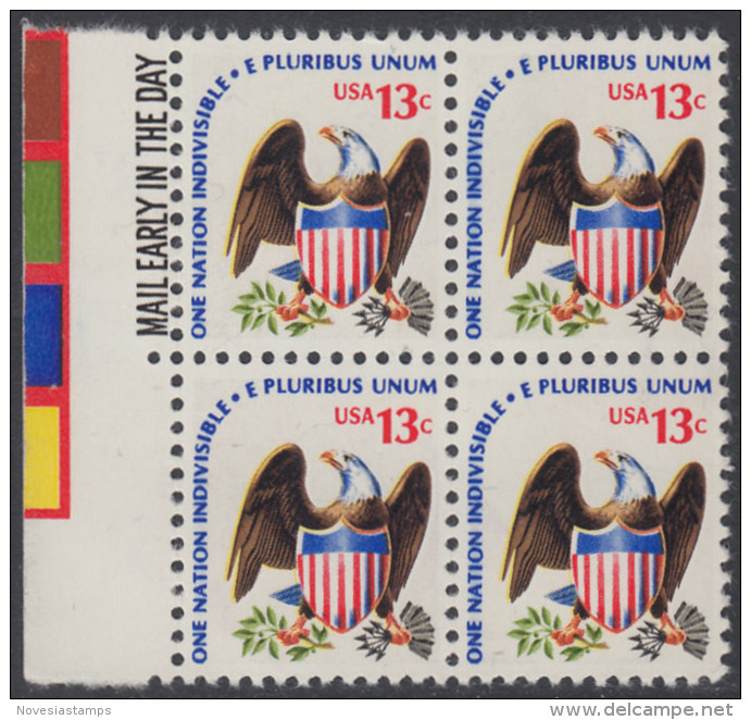 !a! USA Sc# 1596 MNH BLOCK W/ Left Margins & Mail Early - Eagle And Shield - Ungebraucht