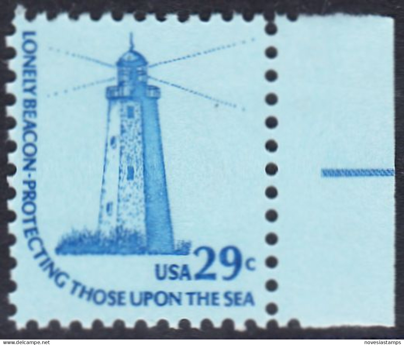 !a! USA Sc# 1605 MNH BLOCK W/ Right Margins - Sandy Hook Lighthouse - Unused Stamps
