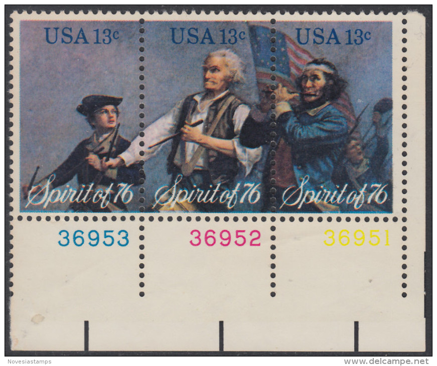 !a! USA Sc# 1629-1631 MNH BLOCK From Lower Right Corner W/plate-# (LR/36951) - American Bicentennial - Unused Stamps