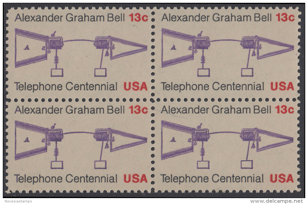 !a! USA Sc# 1683 MNH BLOCK - Telephone Centennial - Unused Stamps