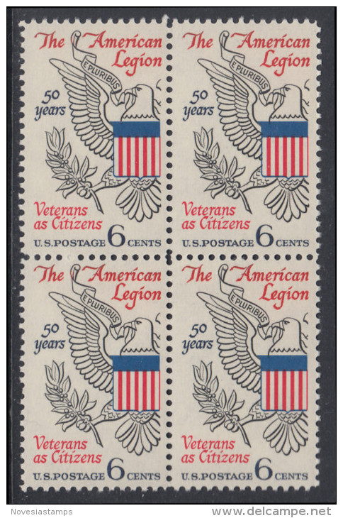 !a! USA Sc# 1369 MNH BLOCK (Gum Slightly Damaged) - American Legion - Nuovi