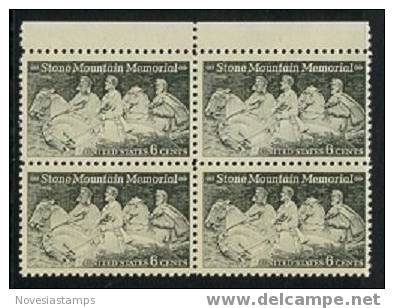 !a! USA Sc# 1408 MNH BLOCK W/ Top Margins - Stone Mountain - Unused Stamps