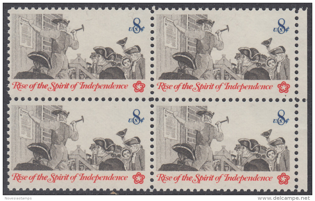!a! USA Sc# 1477 MNH BLOCK W/ Right Margin - Posting A Broadside - Unused Stamps
