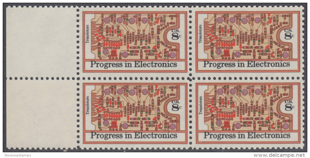 !a! USA Sc# 1501 MNH BLOCK W/ Left Margins - Electronics Progress - Unused Stamps