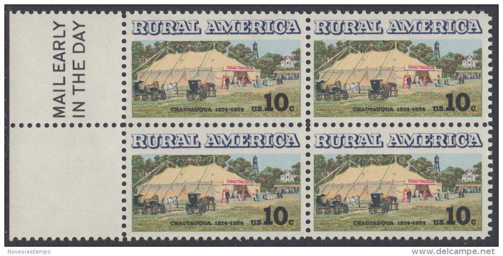 !a! USA Sc# 1505 MNH BLOCK W/ Left Margins & MailEarly - Unused Stamps