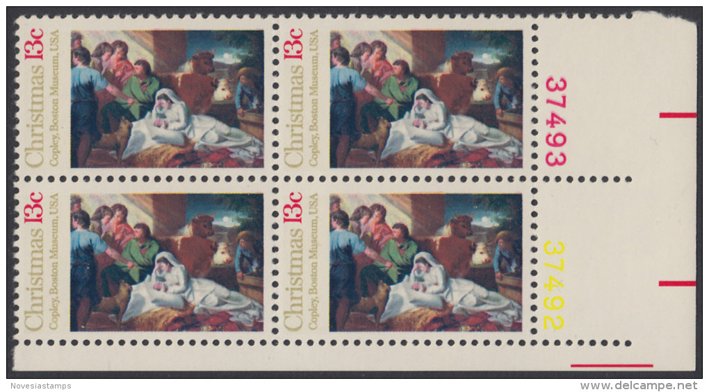 !a! USA Sc# 1701 MNH BLOCK From Lower Right Corner W/ & Plate-# (LR/37492) - Nativity - Ungebraucht