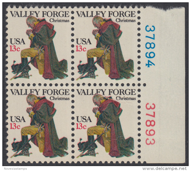 !a! USA Sc# 1729 MNH BLOCK Valley Forge W/ Right Margins / Plate-# (R/37894) - Nuovi