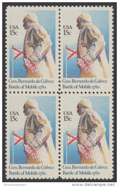 !a! USA Sc# 1826 MNH BLOCK - Bernardo De Galvez - Unused Stamps