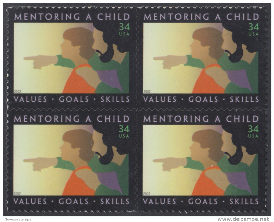 !a! USA Sc# 3556 MNH BLOCK - Mentoring A Child - Neufs