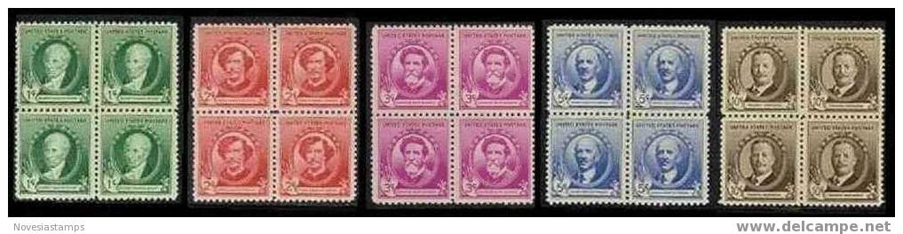 !a! USA Sc# 0884-0888 MNH Set Of 5 BLOCKS - Artists - Unused Stamps