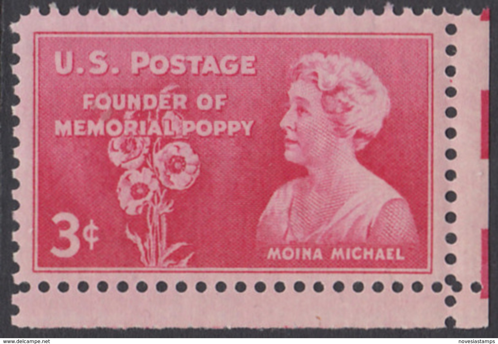 !a! USA Sc# 0977 MNH SINGLE From Lower Right Corner - Moina Michael - Nuovi