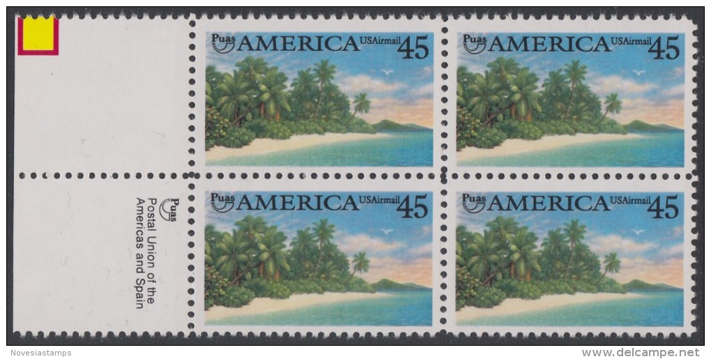 !a! USA Sc# C127 MNH BLOCK W/ Left Margins & Inscription (a02) - Tropical Coast - 3b. 1961-... Nuovi