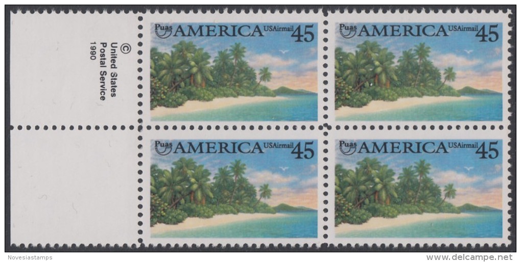 !a! USA Sc# C127 MNH BLOCK W Left Margins & Copyright Symbol - Tropical Coast - 3b. 1961-... Ungebraucht