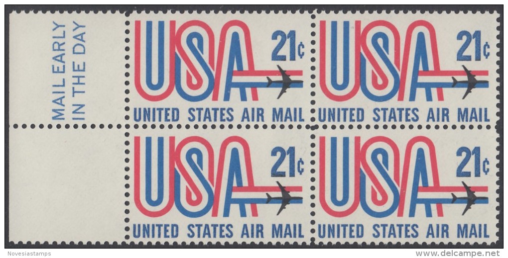 !a! USA Sc# C081 MNH BLOCK W/ Left Margins & Mail Early - USA & Jet - 3b. 1961-... Ungebraucht