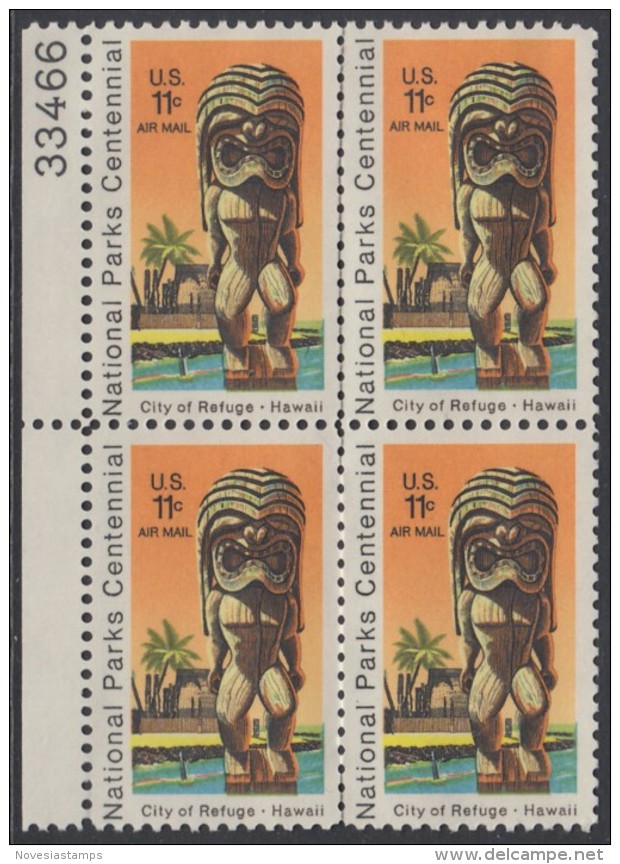 !a! USA Sc# C084 MNH BLOCK W/ Left Margins & Plate-# (UL/33466) - City Of Refuge - 3b. 1961-... Nuovi