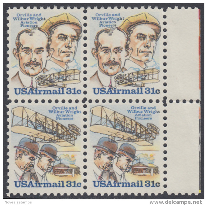 !a! USA Sc# C091-C092 MNH BLOCK W/ Right Margins - Wright Brothers - 3b. 1961-... Nuovi