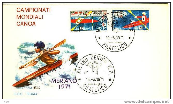 ITALIA FDC \"ROMA\"  1971  CAMPIONATI MONDIALI DI CANOA A MERANO - Canoa