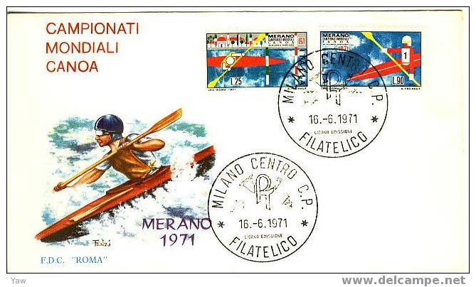 ITALIA FDC \"ROMA\"  1971  CAMPIONATI MONDIALI DI CANOA A MERANO - Canoa