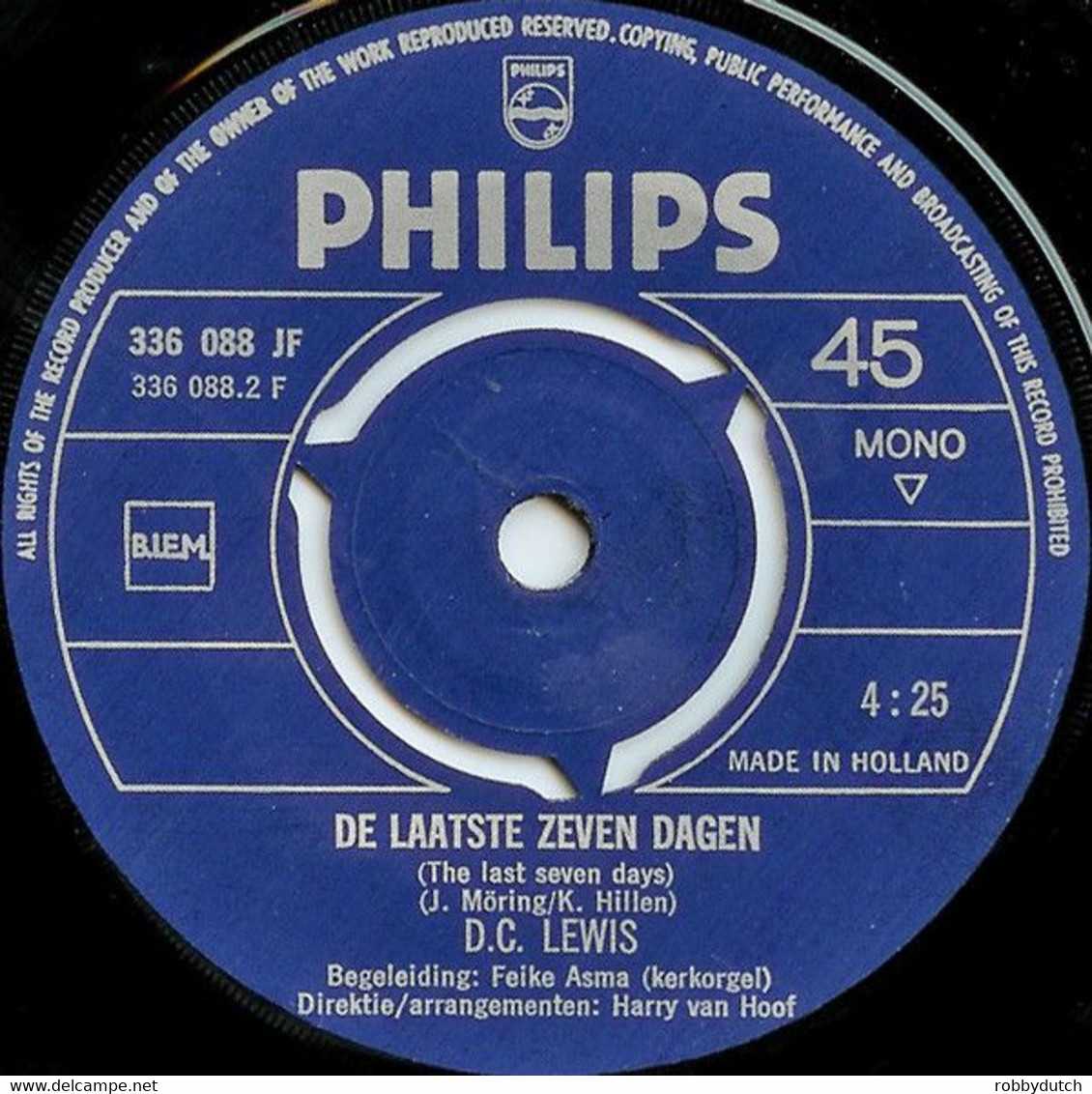 * 7" * D.C. LEWIS - MIJN GEBED / DE LAATSTE 7 DAGEN (1970 Ex-!!!) - Other - Dutch Music