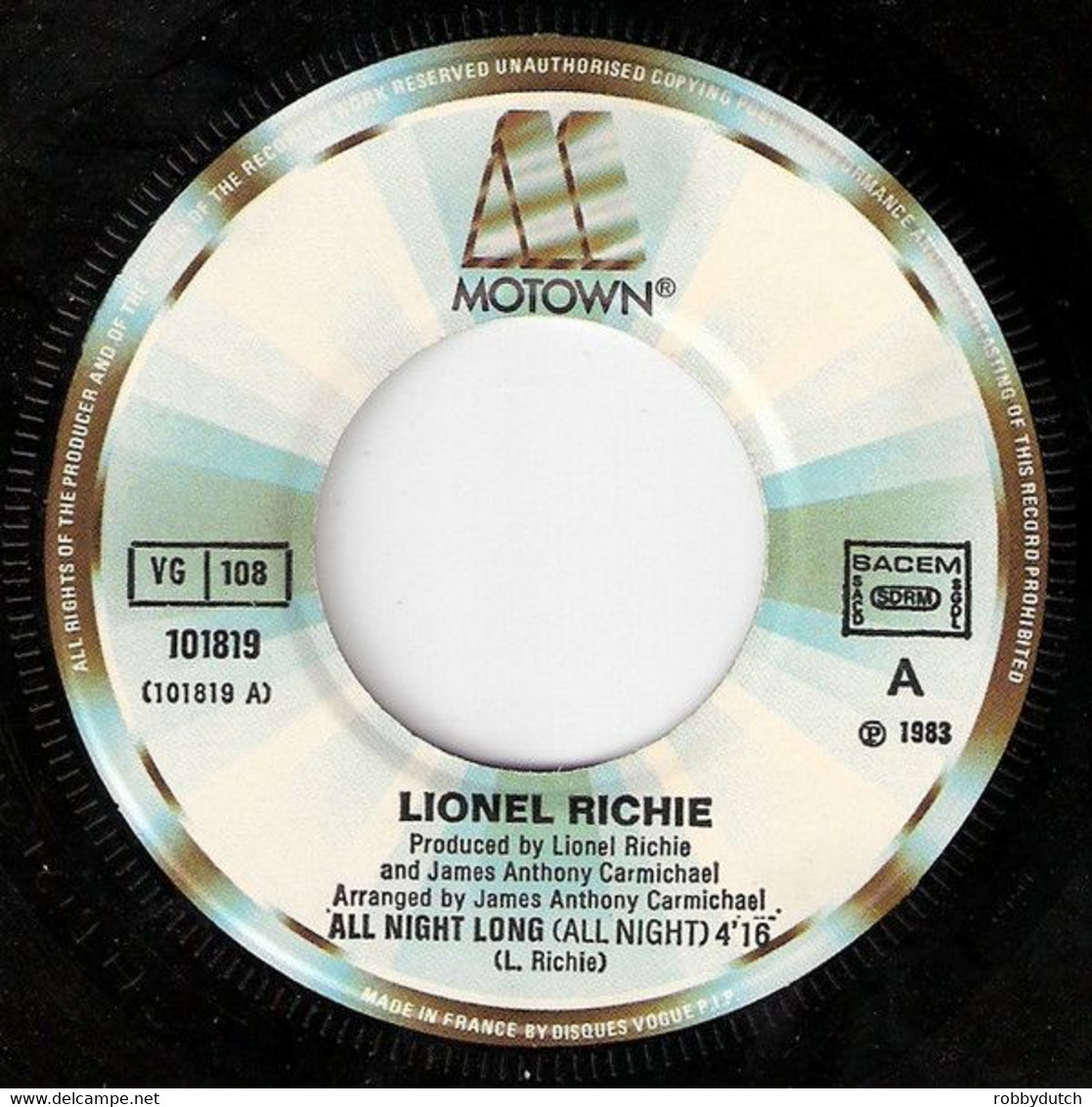 * 7" * LIONEL RICHIE - ALL NIGHT LONG (1983 Ex!!!) - Disco, Pop