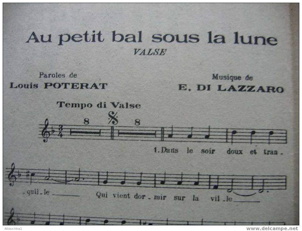 MUSIQUE & PARTITIONS // DE REDA CAIRE     " AU PETIT BAL SOUS LA LUNE   "   MCMXLI  VALSE - Song Books