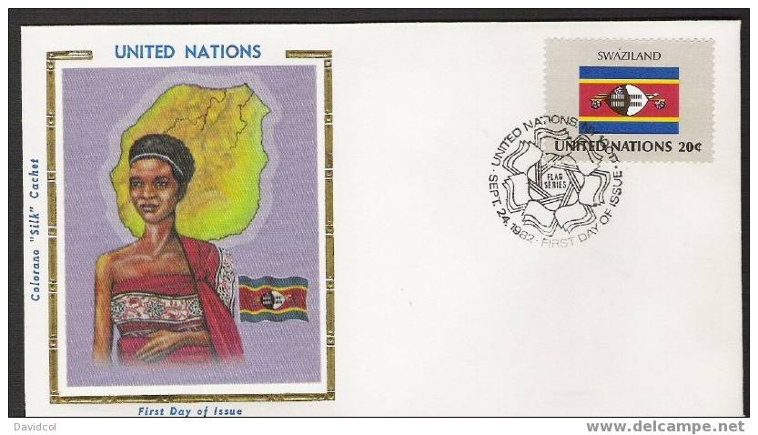 S870.-. 1982 .-. U.N. / O.N.U - SILK COVER-   SWAIZILAND  // SUAZILANDIA   FLAG- BEAUTIFUL COVER. - Buste