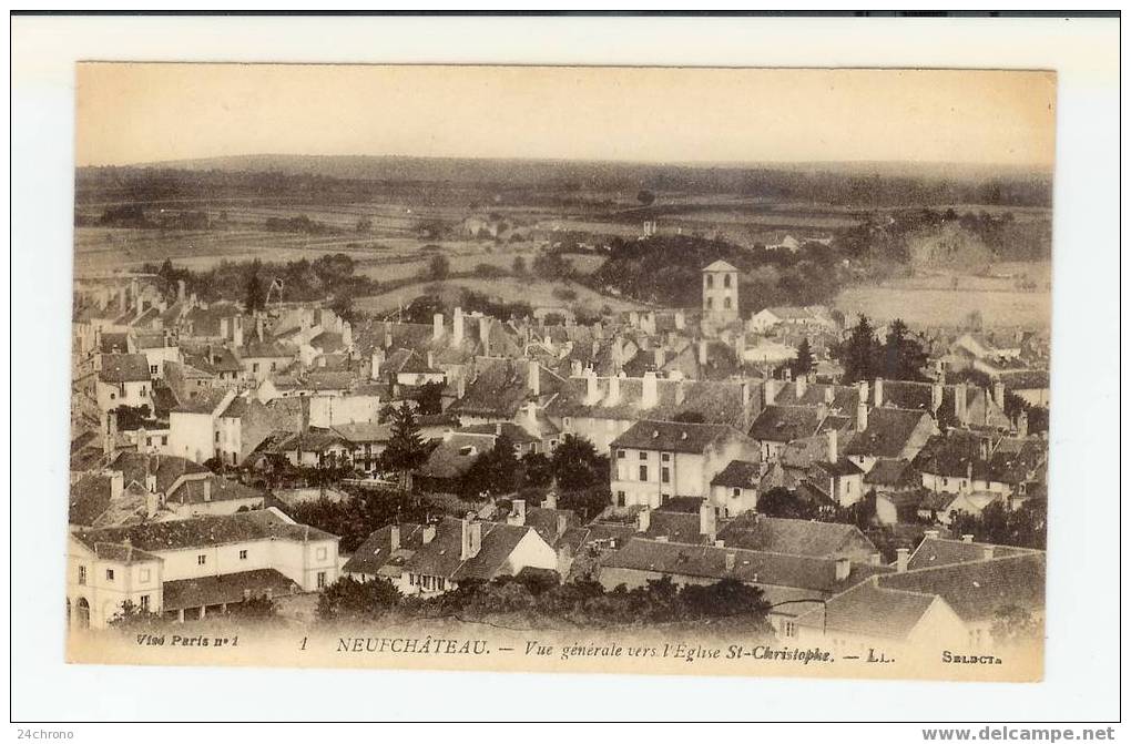 Neufchateau: Vue Générale De L' Eglise Saint Christophe, Au Dos, Pilote G.B. 5è Escadrille BR 120 S.p.25 (07-1936) - Neufchateau