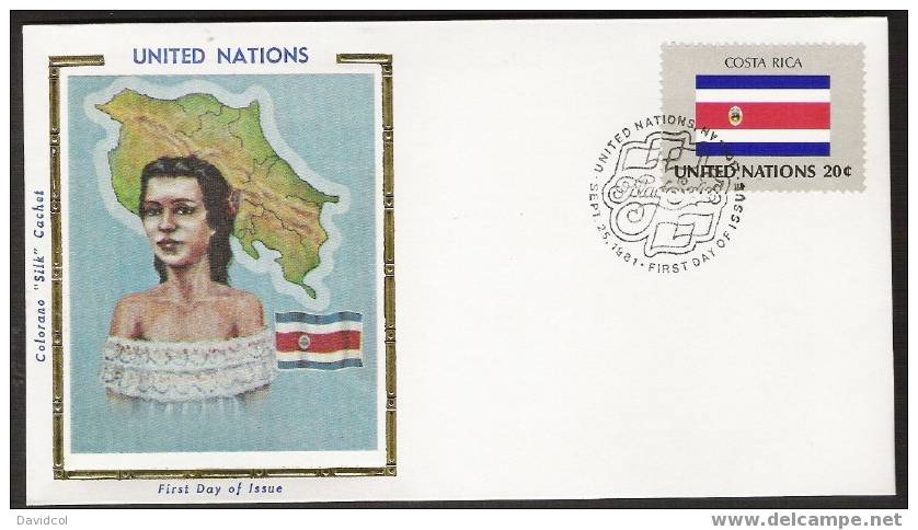 SA259.-.U.N. / O.N.U - SILK COVER- COSTA RICA  // COSTA RICA FLAG- BEAUTIFUL COVER. - Briefe