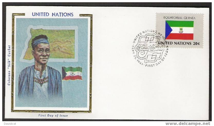 SA260.-.U.N. / O.N.U - SILK COVER- EQUATORIAL GUINEA // GUINEA ECUATORIAL  FLAG- BEAUTIFUL COVER. - Covers