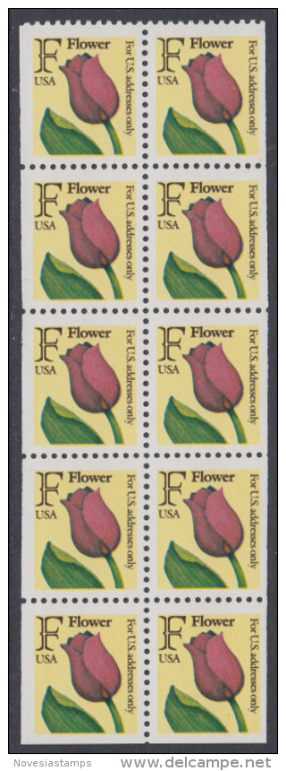 !a! USA Sc# 2519a MNH BOOKLET-PANE(10) - F And Flower - 3. 1981-...