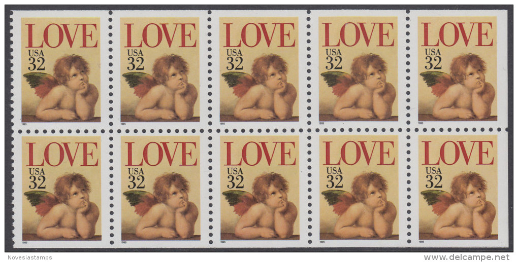!a! USA Sc# 2959a MNH BOOKLET-PANE(10) - Love: Cherub - 3. 1981-...