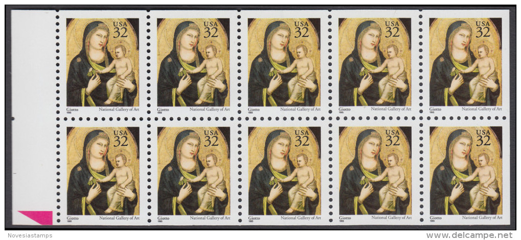 !a! USA Sc# 3003Ab MNH BOOKLET-PANE(10) W/ Left Margin & Plate-# - Madonna And Child - 3. 1981-...