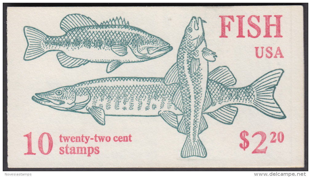 !a! USA Sc# 2209a MNH BOOKLET(10) - Fish - 1981-...