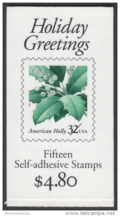 !a! USA Sc# 3177bcd MNH BOOKLET(15) - Christmas: Holly - 3. 1981-...