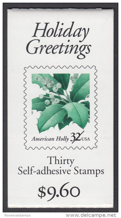 !a! USA Sc# 3177d MNH BOOKLET(30) - Christmas: Holly - 3. 1981-...