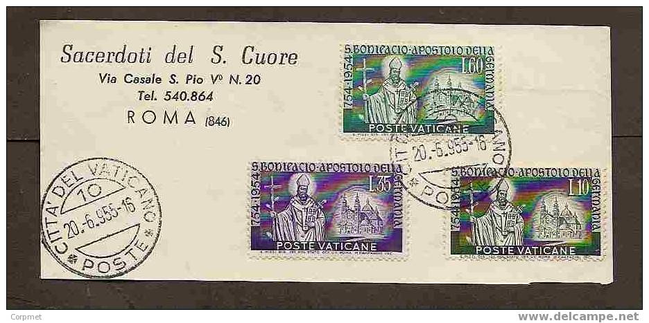 VATICAN - 12th CENTURY OF DEATH Of St. BONIFACIO - GEMANY APOSTOL - VF USED On PAPER- Yvert # 210/212 - Used Stamps