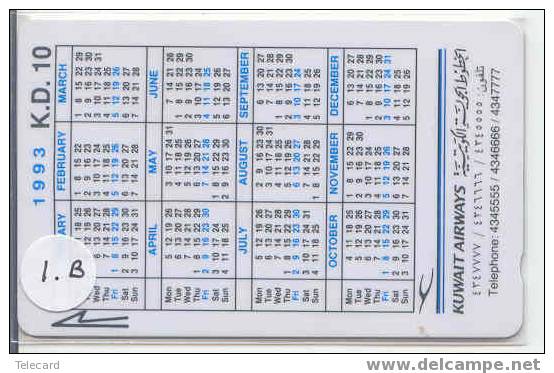 GPT (1b) Magnetic/Airline/Kuwait Airways/1993 Calendar - Koweït