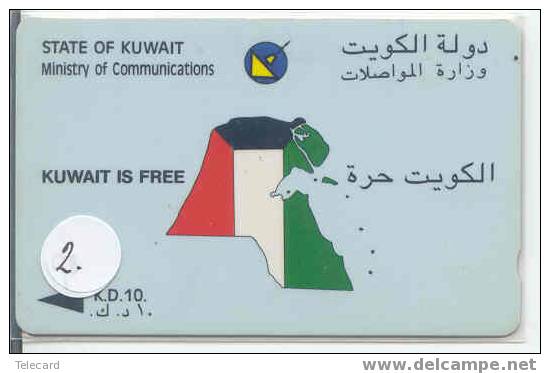 GPT (2) Magnetic/Kuwait Is Free/Country Outline In Flag Colours/10KD - Koweït