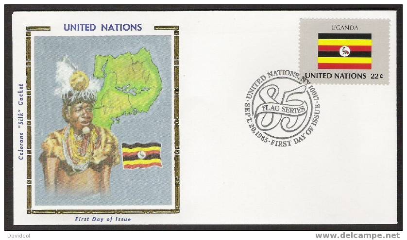 S891.-.U.N. / O.N.U - SILK COVER-  UGANDA  // UGANDA FLAG- BEAUTIFUL COVER. - Covers