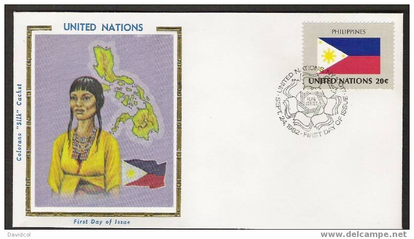 S896.-.U.N. / O.N.U - SILK COVER-  PHILIPPINES  // FILIPINAS  FLAG- BEAUTIFUL COVER. - Enveloppes